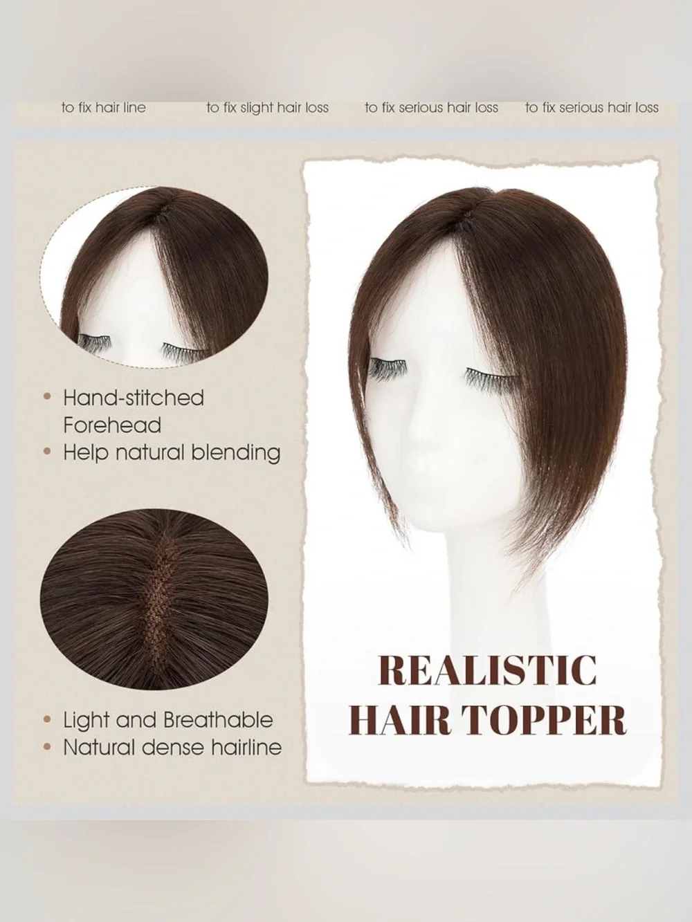 100% Human Remy Toppers With Side Bang
